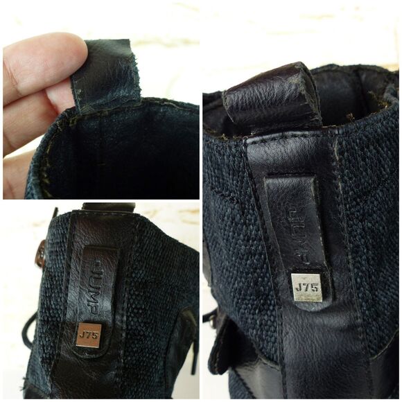 J75 Jump Deploy Combat Boots Men 8 Fit 9 Black Leather Lace Up Zip Military Moto - Picture 11 of 15